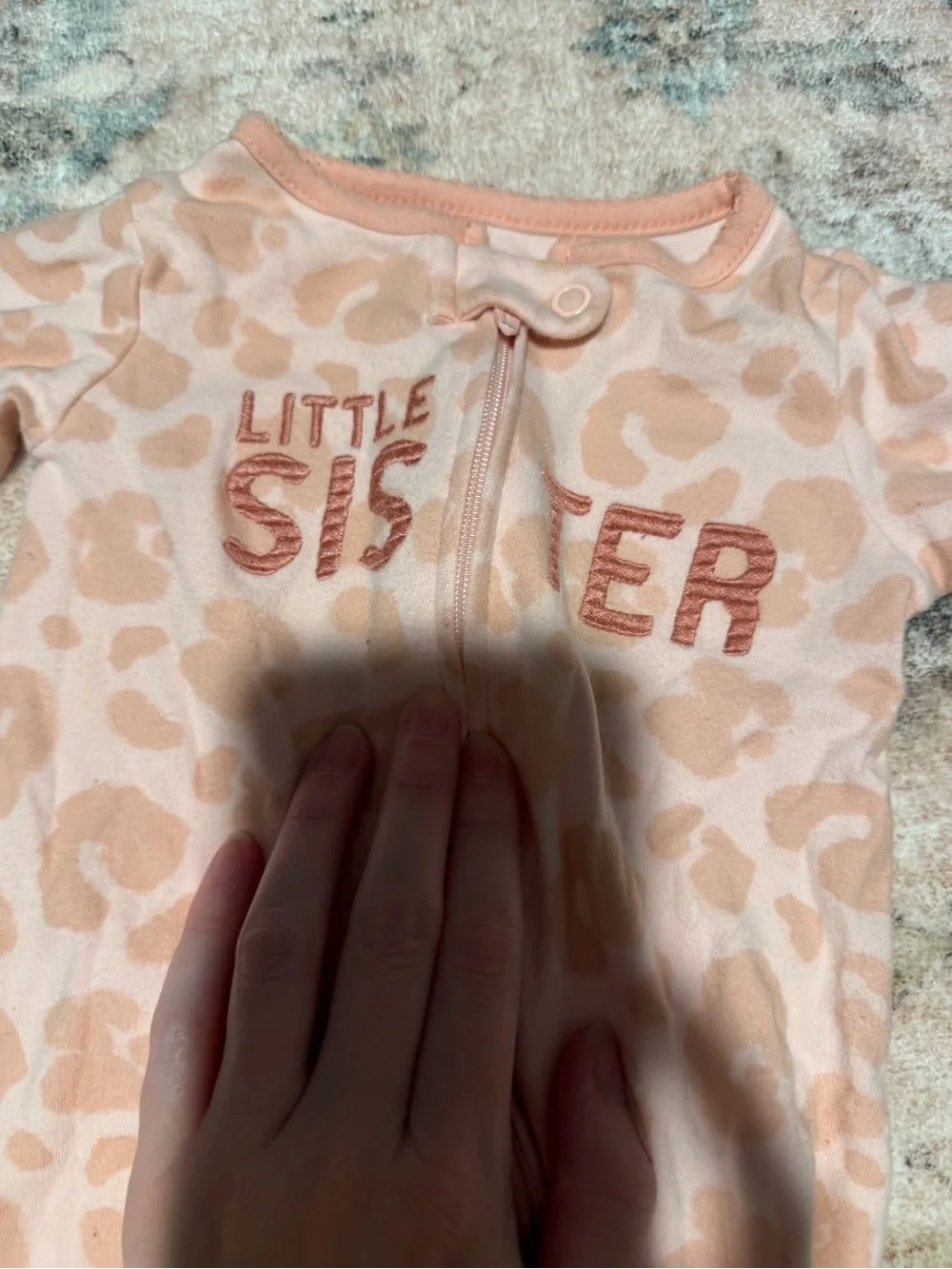 Carter's Peach Leopard 'Little Sister' Footed One-Piece